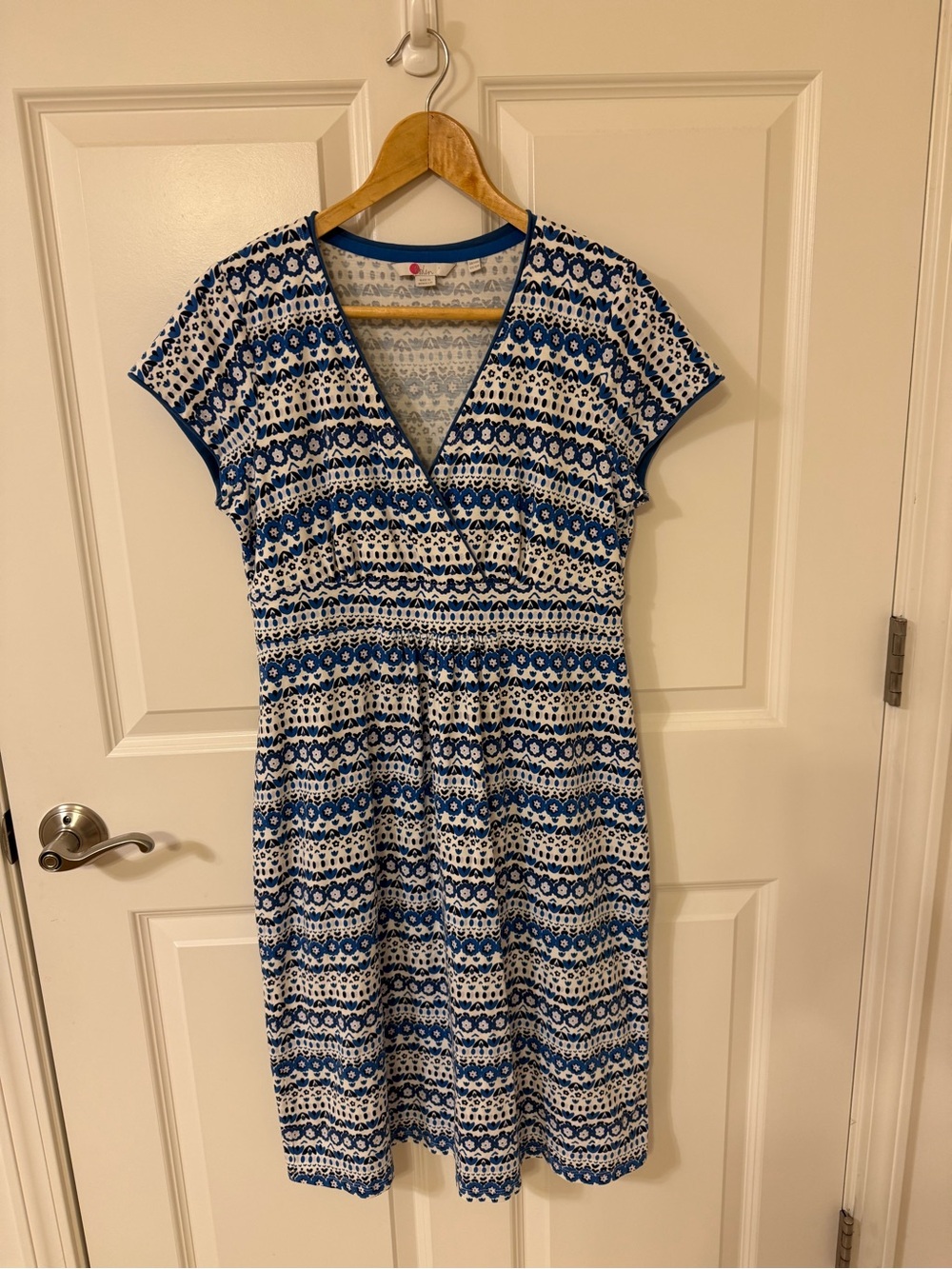 Boden Flora Patterned Dress Black, Blue and White Women’s 10 Classic EUC